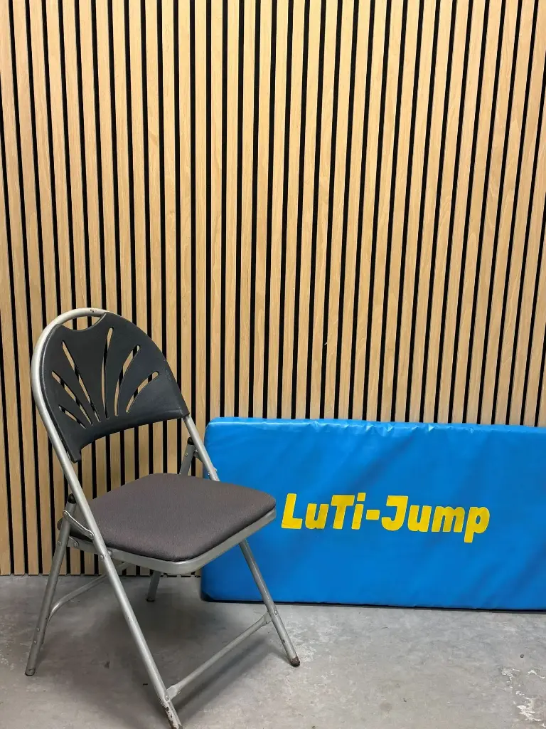 Plooistoel met bekleding grijsblauw zitkussen